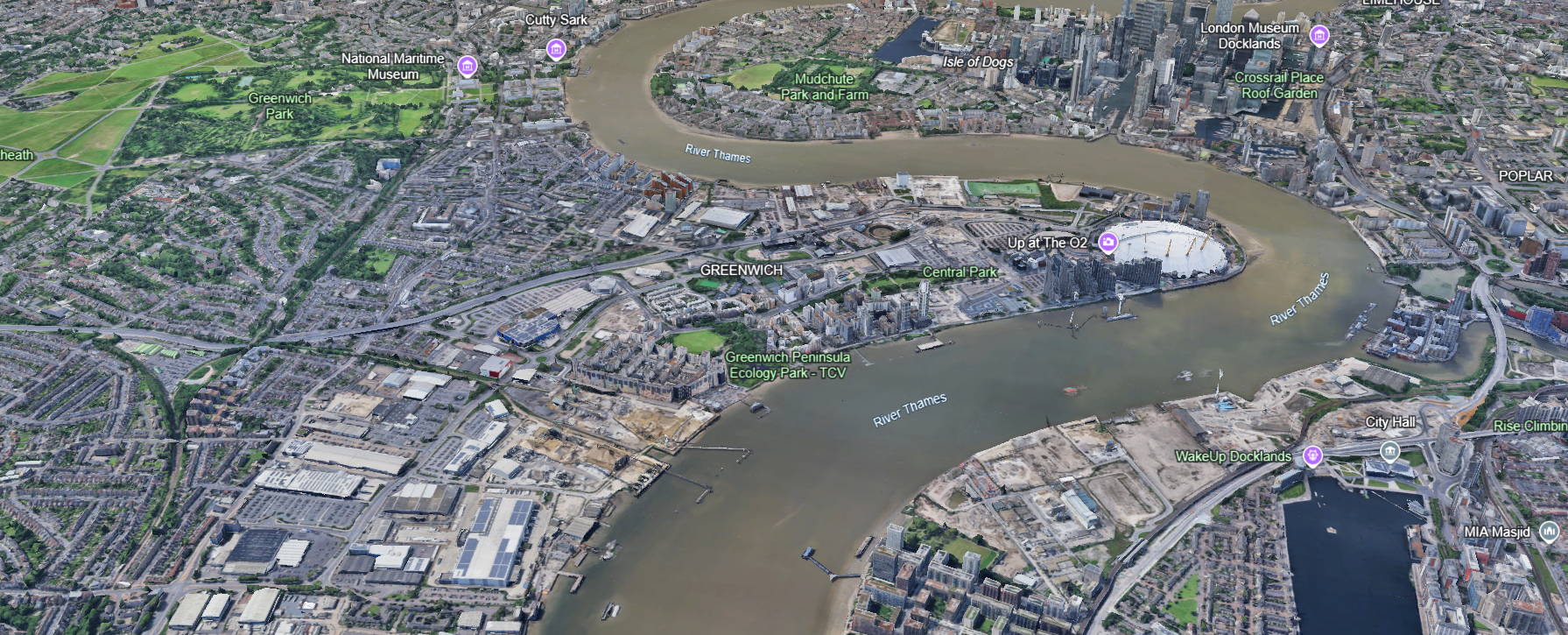 arial view of blackwall and silvertown tunnels